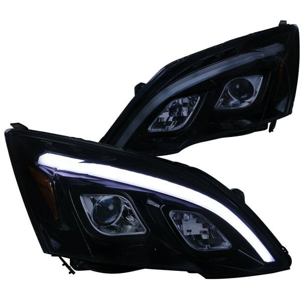 Fit 2007-2011 Honda CRV Chrome Amber Side Projector Headlight w/LED Kit+Cool Fan